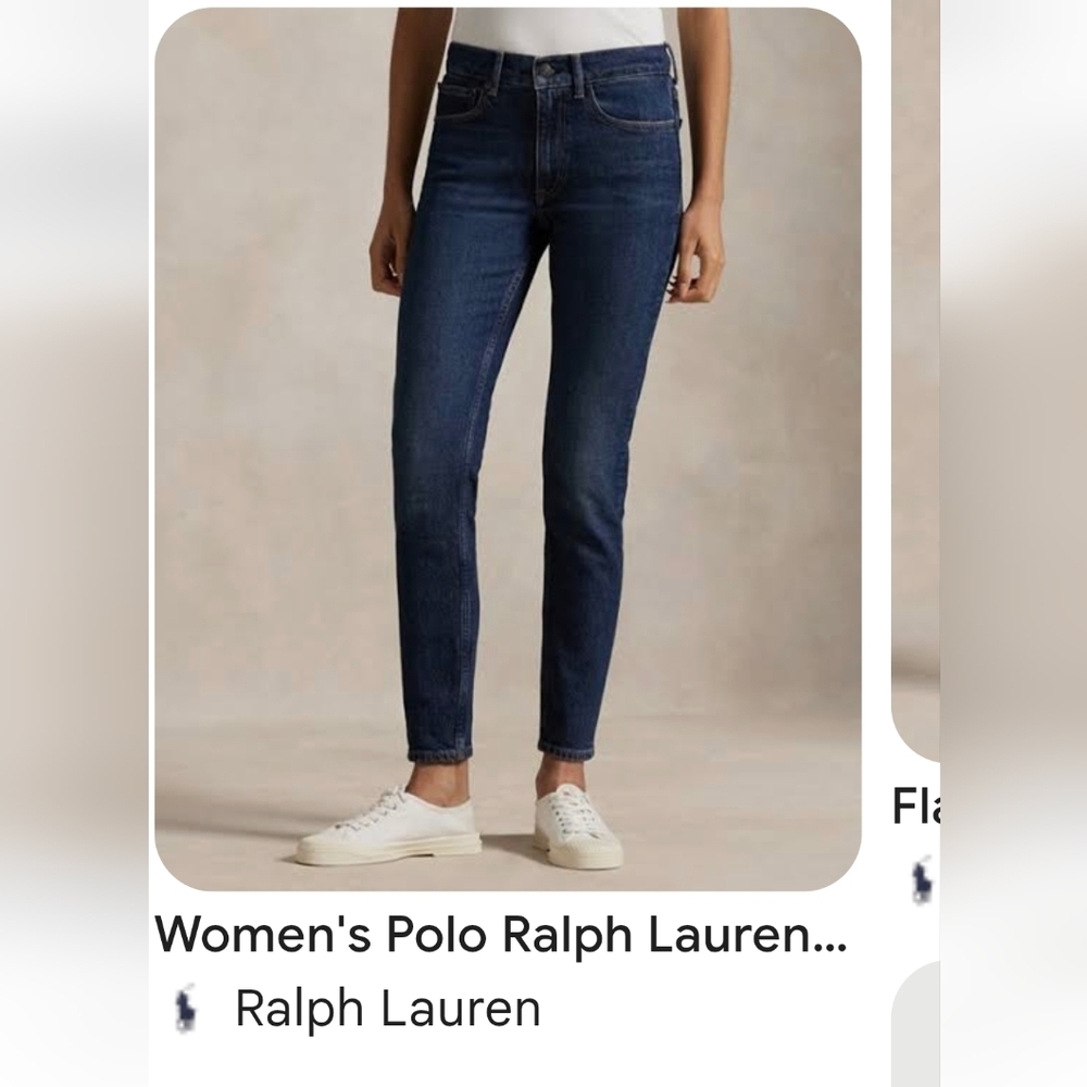 Ralph Lauren Sport Jeans Womens 31 Blue Dark Wash Stretch Mid Rise Slim Cropped